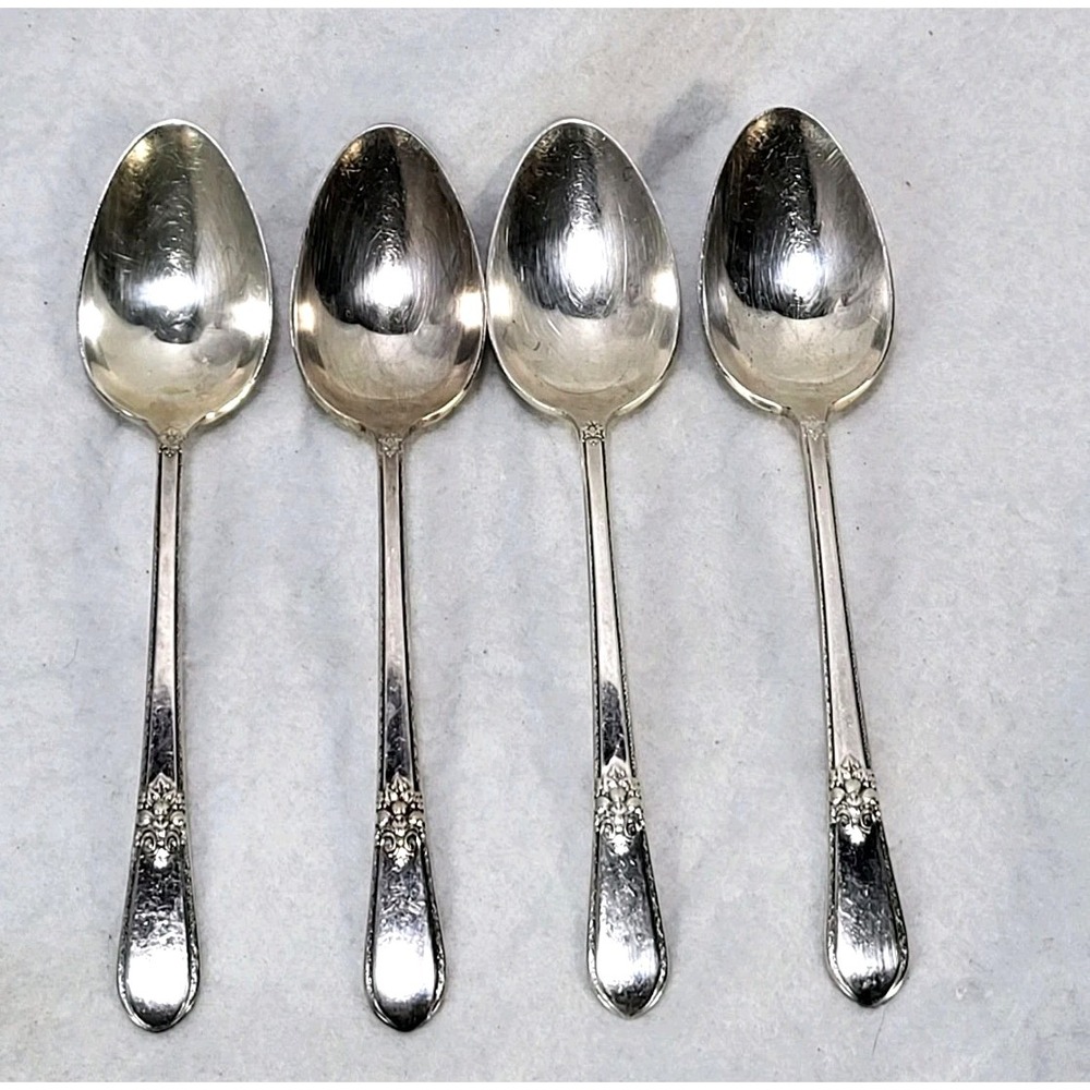 1847 Rogers & Bros Adoration Int'l Silverplate Table Spoon Lot of 4 - Picture 2 of 6